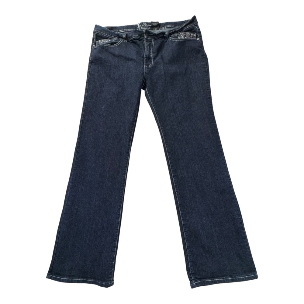 JZ Premium Denim Jeans Straight Stretch Bejeweled Dark Wash Womens Size 22